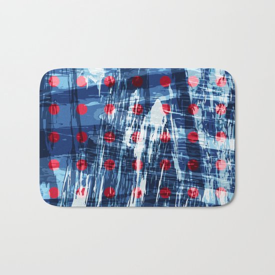 dots on blue ice Bath Mat