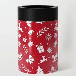 Happy Holidays Winter Modern Red Collection Can Cooler