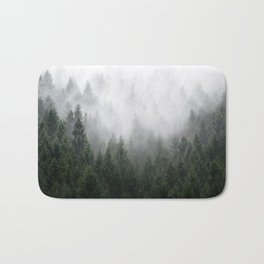 Home Is A Feeling Badematte | Landscape, Foggy, Curated, Dreamy, Pine Trees, Foggy Trees, Woods, Foggy Forest, Mountain, Magick 