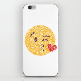 Emoji Calligraphy Art :Face blowing a kiss iPhone Skin