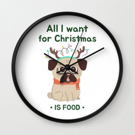 Christmas Pug Wall Clock