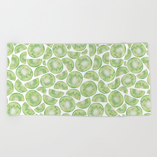 Watercolour Kiwi Fruit Beach Towel