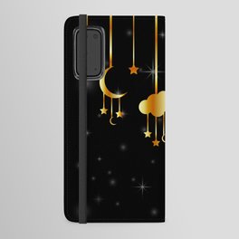 Night sky hanging moon and clouds Android Wallet Case