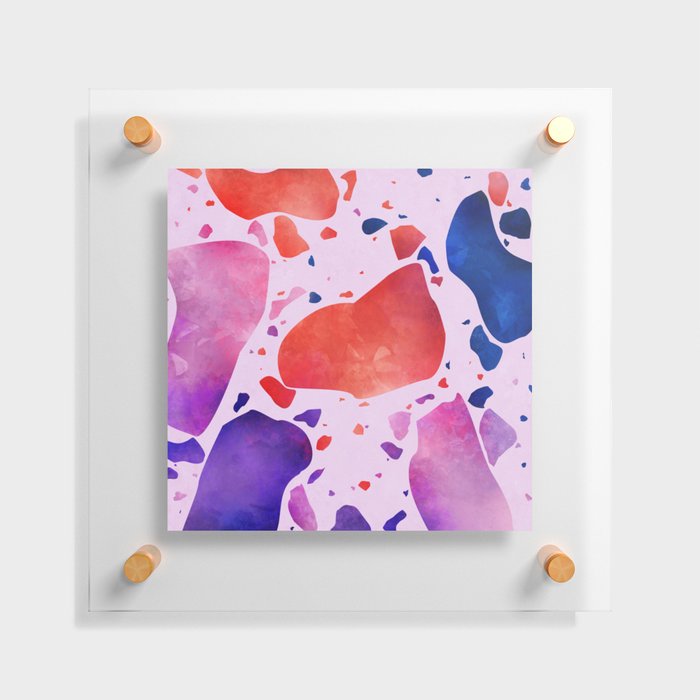 Terrazzo diamond purple pink orange blue Floating Acrylic Print