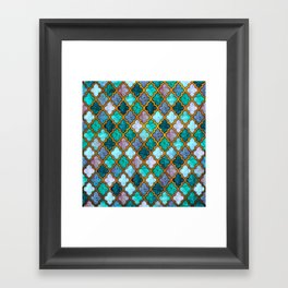 Moroccan tile iridescent pattern Framed Art Print