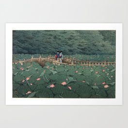 The Pond at Benten Shrine in Shiba Hasui Kawase Art Print