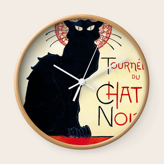Vintage French Poster Tournee Du Chat Noir Steinlen Wall Clock By Dejavustudio Society6