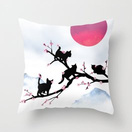 Cat Blossoms Throw Pillow