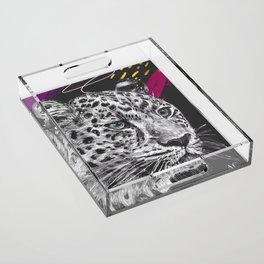 Snow Leo - Dark Background Acrylic Tray