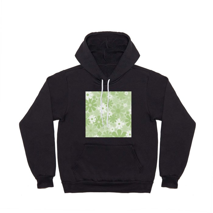 Retro 60s 70s Aesthetic Floral Pattern in Pretty Pastel Green Hoody