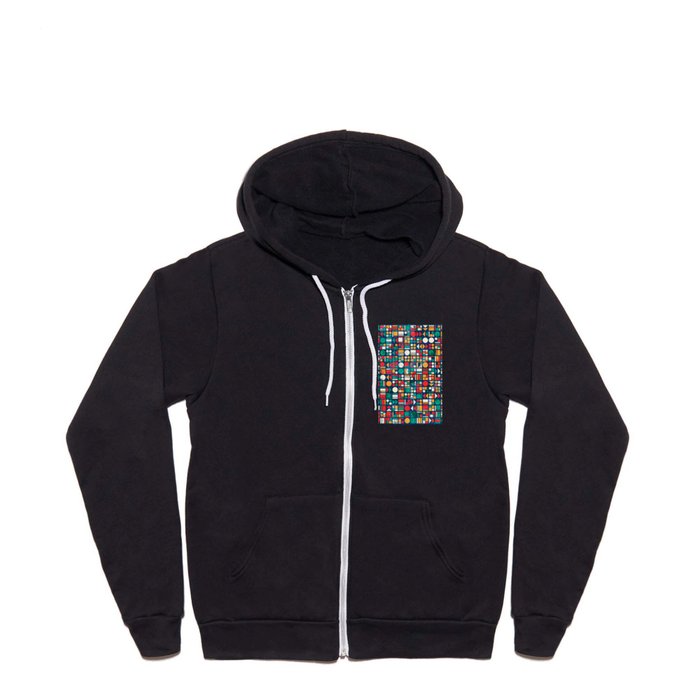 Geometric Decorative Abstract Textured Pattern  Full Zip Hoodie