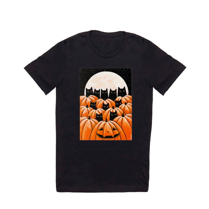 Black Cats in the Pumpkin Patch T Shirt
