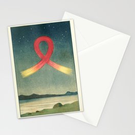 Aurora Borealis from "L’aurore boréale" by Selim Lemström, 1886 Stationery Cards | Night, Celestial, Red, Sky, Vintage, Cosmic, Antique, Drawing, Ribbon, Astronomy 