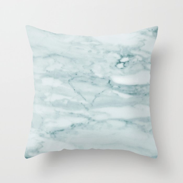 Marble Pale Teal Sea Green Marble Throw Pillow By Naturemagick