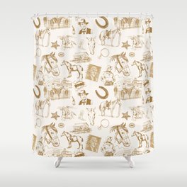 COUNTRY WESTERN Light Brown Pattern  Shower Curtain
