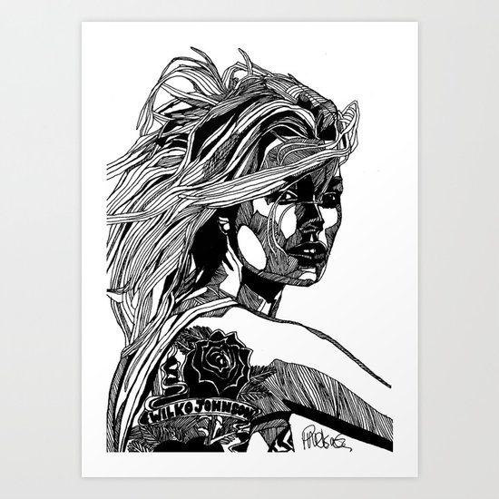 B&W Fashion Illustration - Wilko Johnson Art Print