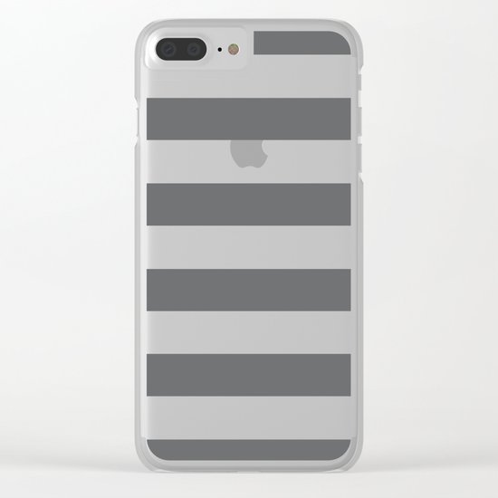 Simply Striped in Storm Gray and White Clear iPhone Case