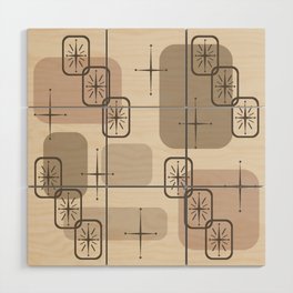 Mid Century Modern Sputnik Cards Taupe Wood Wall Art