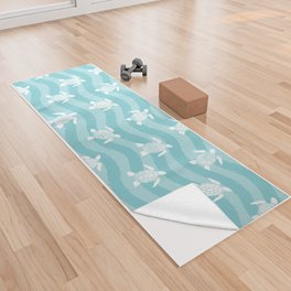 Sea Turtle wave pattern. Marine animal Digital Illustration Background Yoga Towel