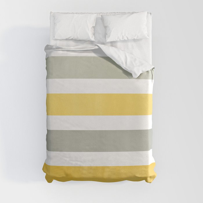 Yellow and Gray Wide Stripes Pattern Duvet Cover