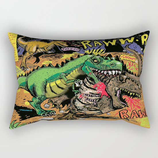 Space Chick & Nympho: Vampire Warrior Party Girl Comix #1- Tyrano the Dinosaur-God in Comic Page Rectangular Pillow