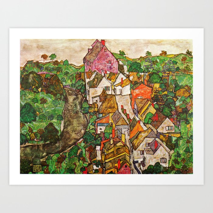 Egon Schiele Landscape At Krumau 1916 Art Print By Dejavustudio Society6