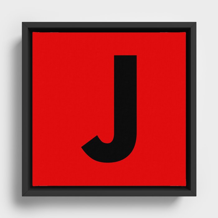 Letter J (Black & Red) Framed Canvas