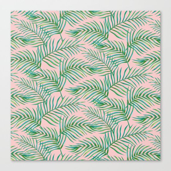 Palm Leaves_Bg Rose Quartz Canvas Print