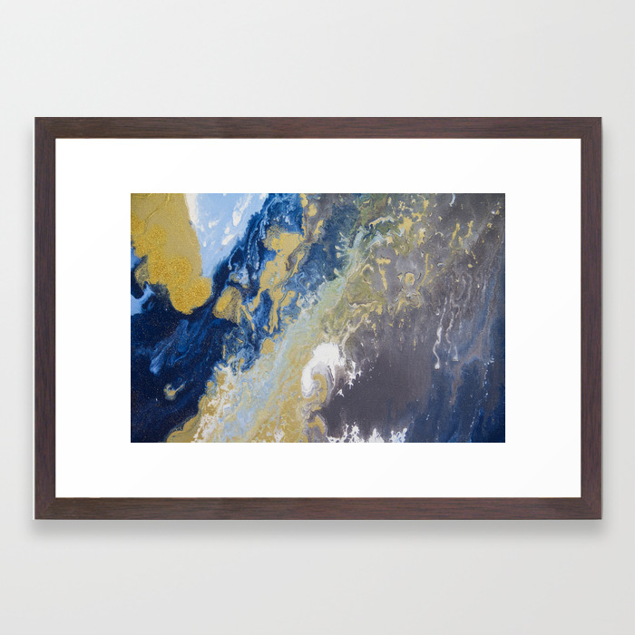 Blue Grey And Gold Framed Art Print By Chloedanielleart Society6