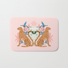 Cheetah Symmetry Bath Mat | Pink, Riso, Heart, Painting, Symmetry, Animal, Digital, Nature, Botanical, Cheetah 