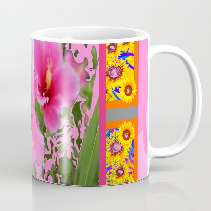 PINK TROPICAL RED-PINK HIBISCUS FLOWERS DESIGN Coffee Mug