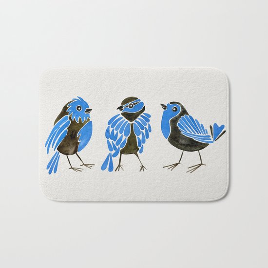 Blue Finches Bath Mat