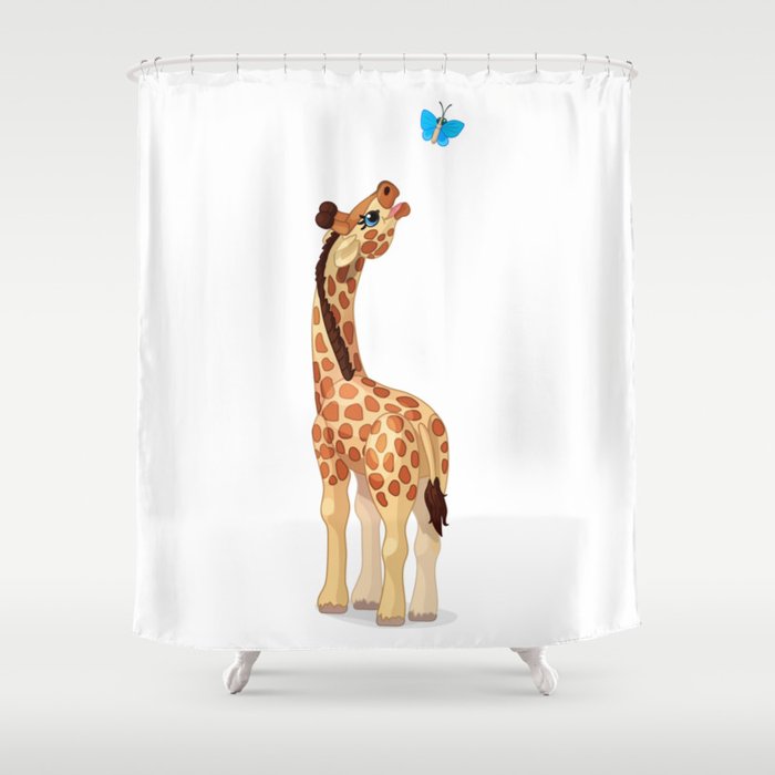 Cute Little Giraffe Vector Graphic Character Shower Curtain By