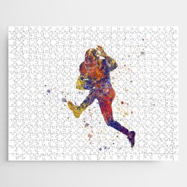 American football player in action watercolor Jigsaw Puzzle