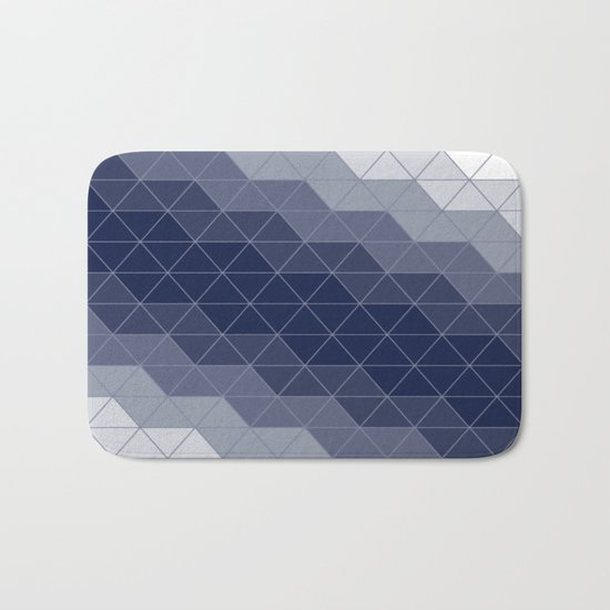 Indigo Navy Blue Triangles Bath Mat