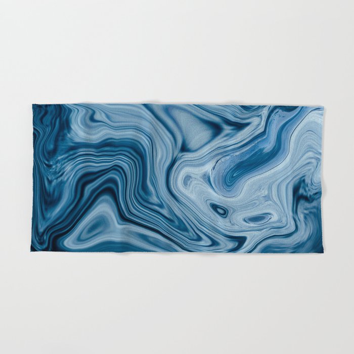 Splash of Blue Swirls, Digital Fluid Art Graphic Design Hand & Bath Towel