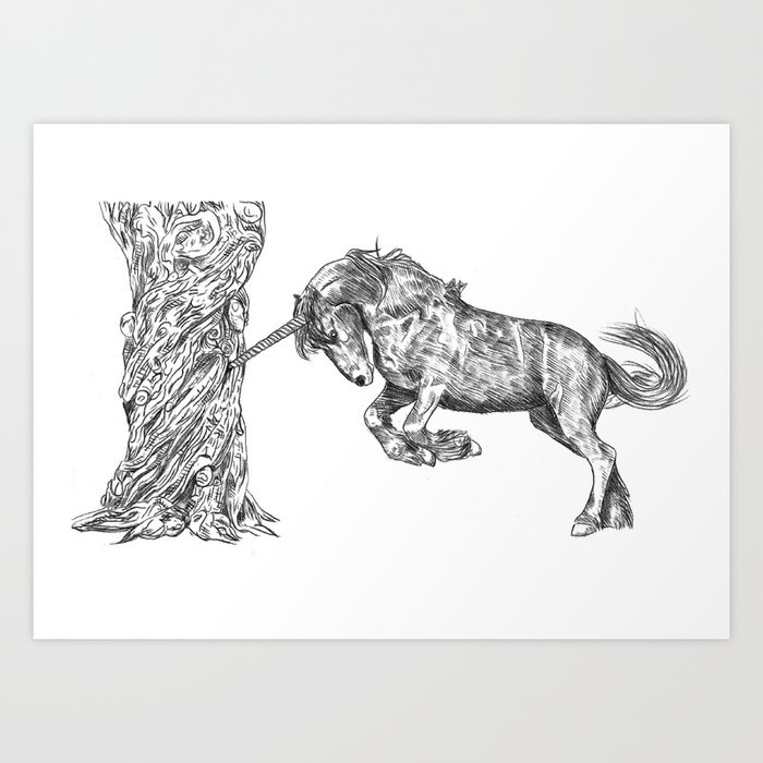 Unicorn and the Tree Art Print