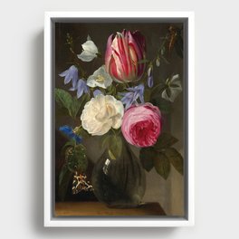 Roses and a Tulip in a Glass Vase, 1650-1660 by Jan Philips van Thielen Framed Canvas