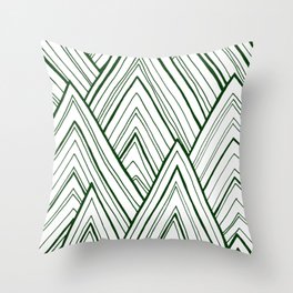 Stripe Mountains - Dark Green Throw Pillow
