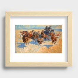 Frederic Remington Downing the Nigh Leader 1907 Recessed Framed Print