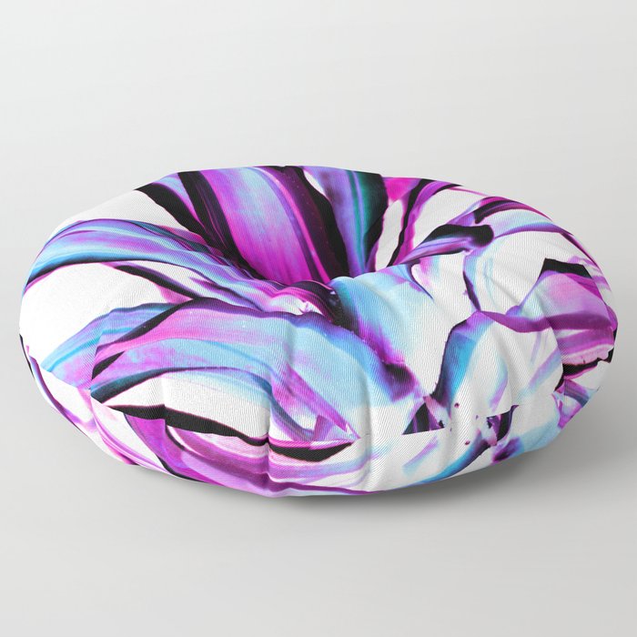 Plant Leaves Abstract Magenta Blue Purple Floor Pillow