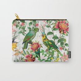 Vintage Tropical Birds And Exotic Flower Jungle Carry-All Pouch