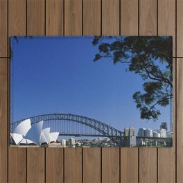 Australia Photography - The Sydney Harbour Bridge Behind The Opera House Outdoor Rug