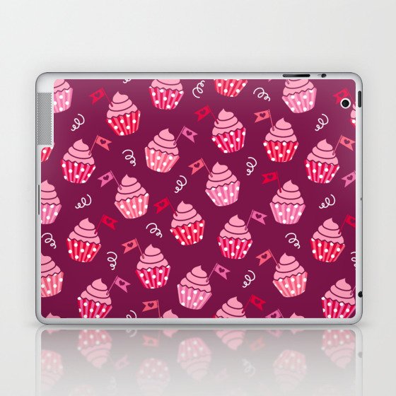 Valentine's cupcakes burgundy pink party Laptop & iPad Skin