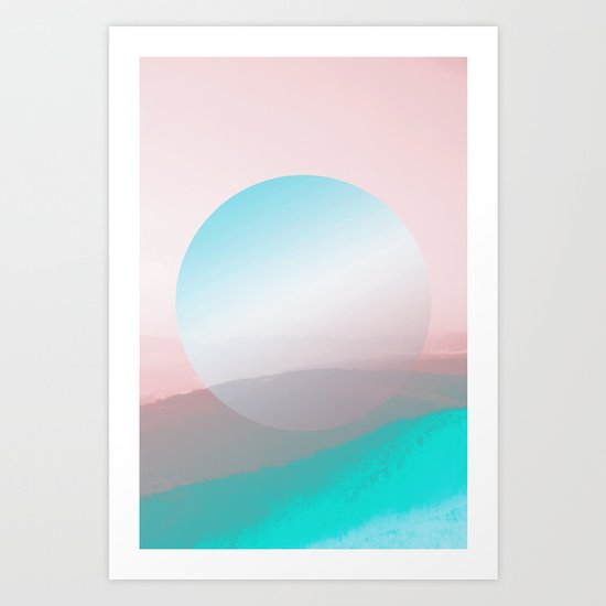 Modern Abstract Pink Blue Art Print
