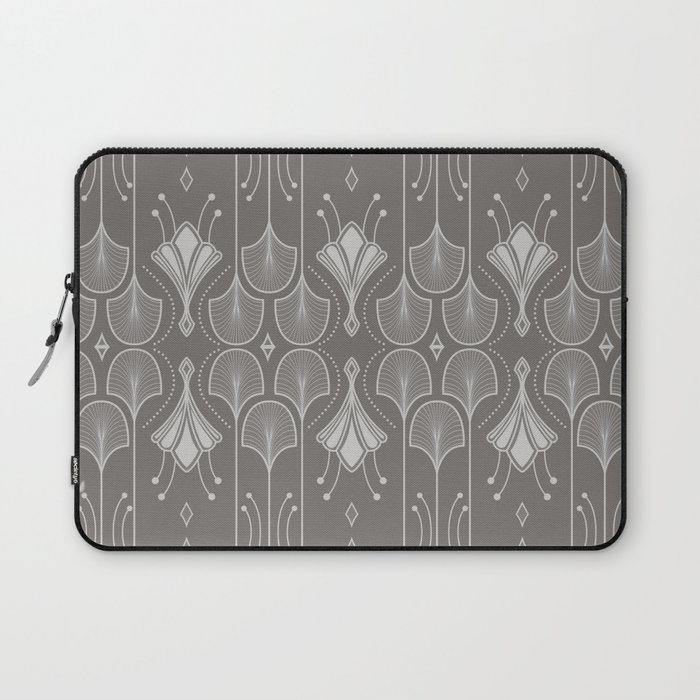 Lily Lake - Retro Floral Pattern Soft Grey Laptop Sleeve