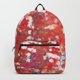 Red Pink and White Confetti Pointillism Abstract Painting Backpack