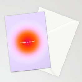 Working On My Aura, SZA Love Galore Stationery Cards | Gradient, Curated, Wellbeing, Orange, Lovegalore, Wellness, Bohemian, Lavender, Aura, Psychic 