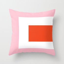Regressing Colour Block - Minimalist Geometric Pattern in Red, White, and Pink Throw Pillow