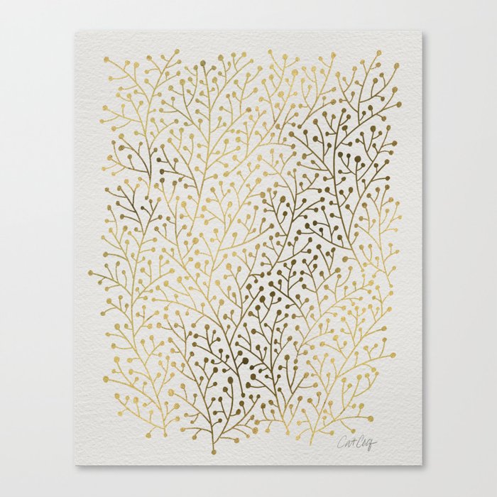Gold Berry Branches Canvas Print